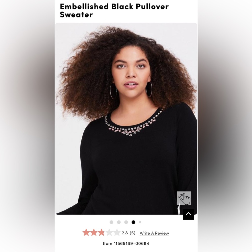 Torrid Embellished Black Pullover Sweater